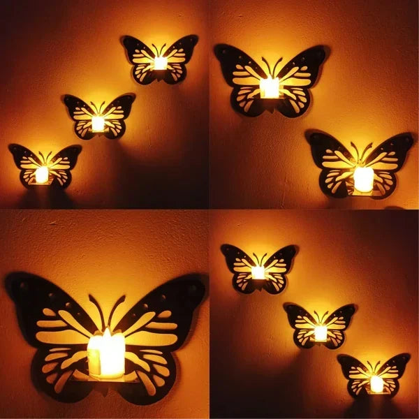 Pack Of 6 Decorative Wooden Butterfly With Candles