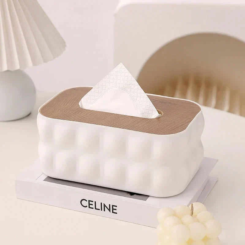 Modern Home Tissue Holder With Wooden Lid