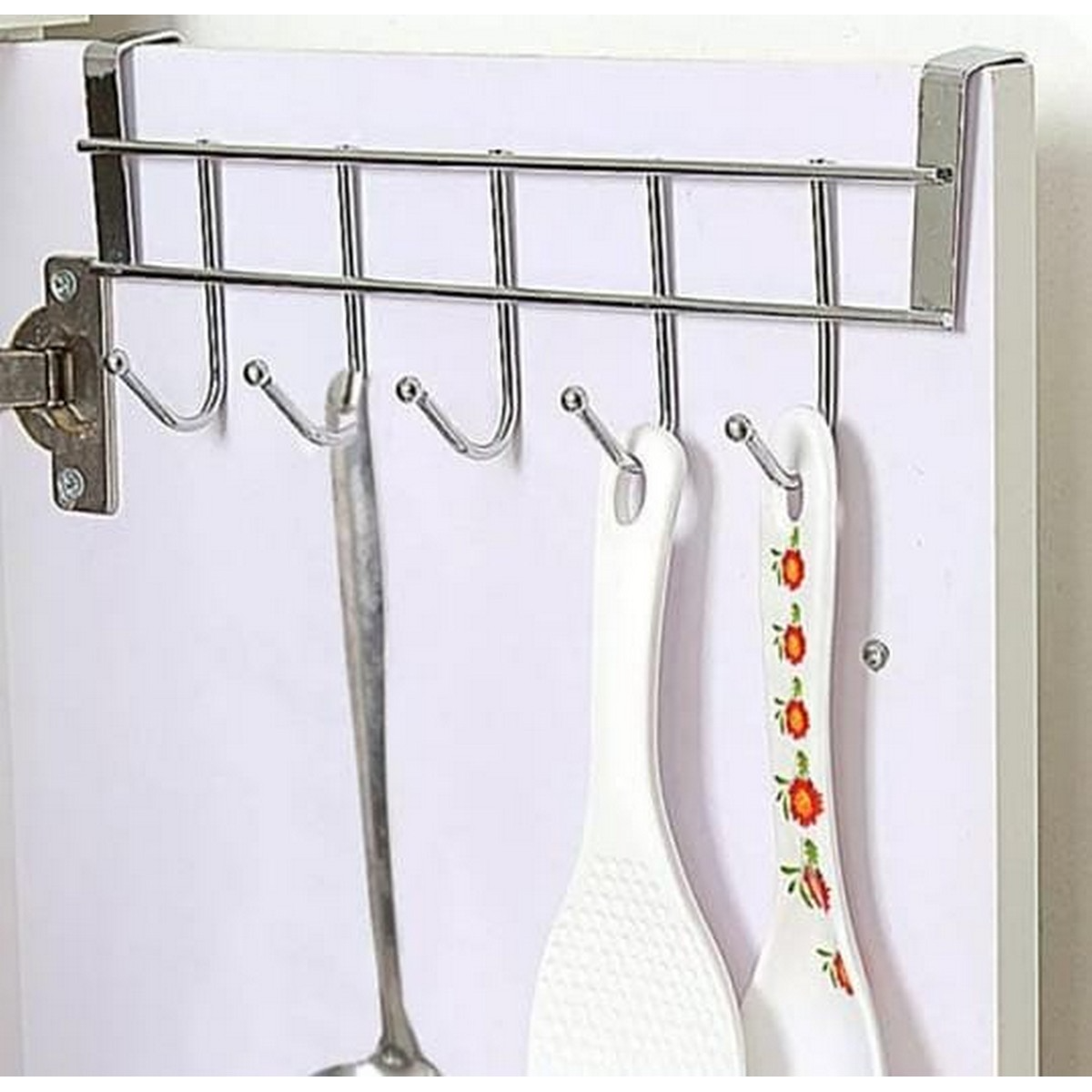 Stainless Steel Kitchen Bathroom 5 Hook Cabinet Door Hanger.