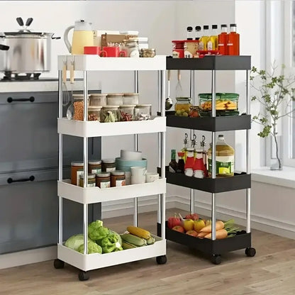 4-Tier Trolley Organizer With Movable Wheels