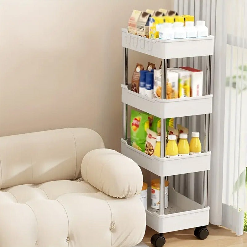 4-Tier Trolley Organizer With Movable Wheels
