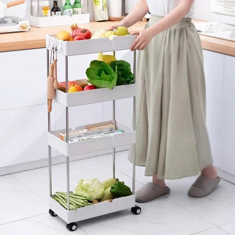 4-Tier Trolley Organizer With Movable Wheels