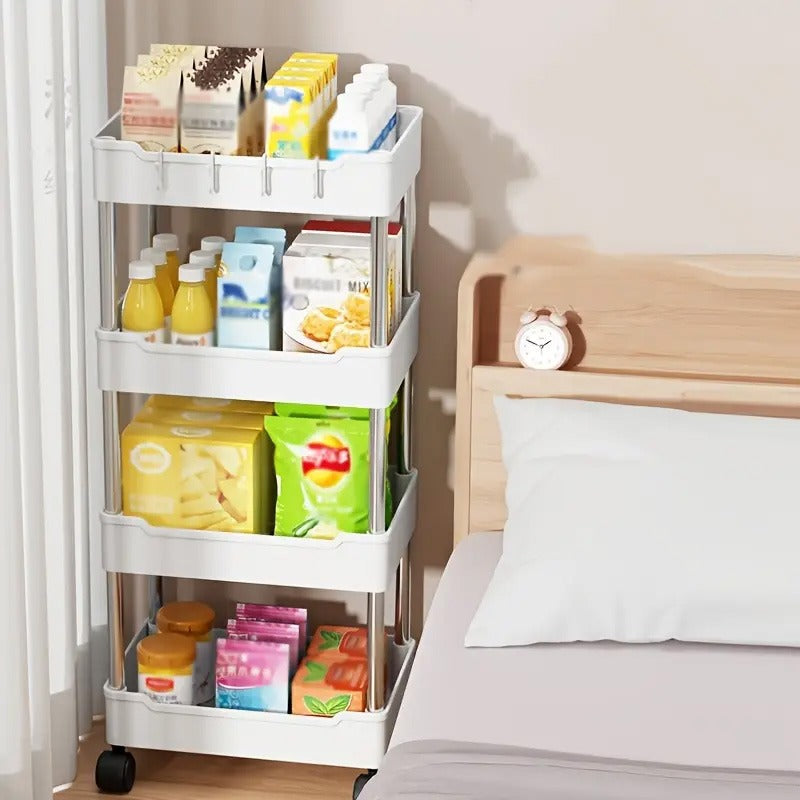4-Tier Trolley Organizer With Movable Wheels