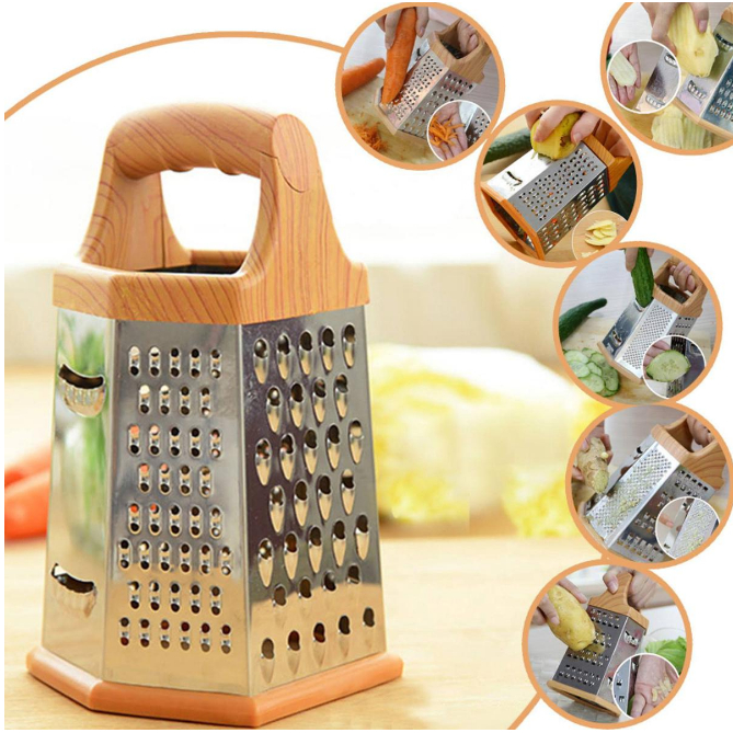 Stainless Steel 6 Sided Box Grater (Vegetable Cheese Slicer Shredder)