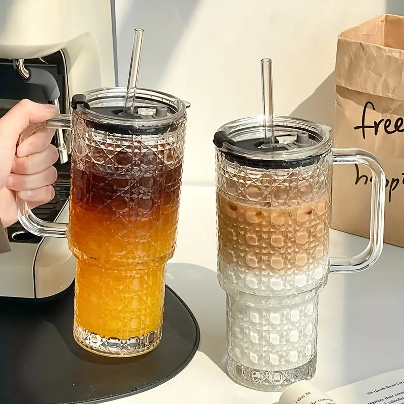 Glass Tumbler With Straw Stylish Reusable Drinkware
