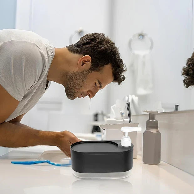 2 In 1 Sink Soap Dispenser With Sponge Storage & 360° Drip Tray